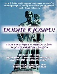 Molitva sv. Josipu svake prve srijede u mjesecu u Župi sv. Josipa u Varaždinu